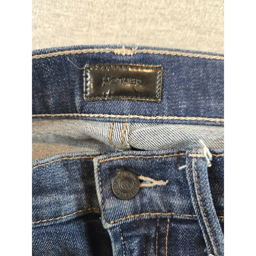 Mother Stunner Zip Ankle Step‎ Fray Jeans Sweeping Racer Womens Size 25 Blue